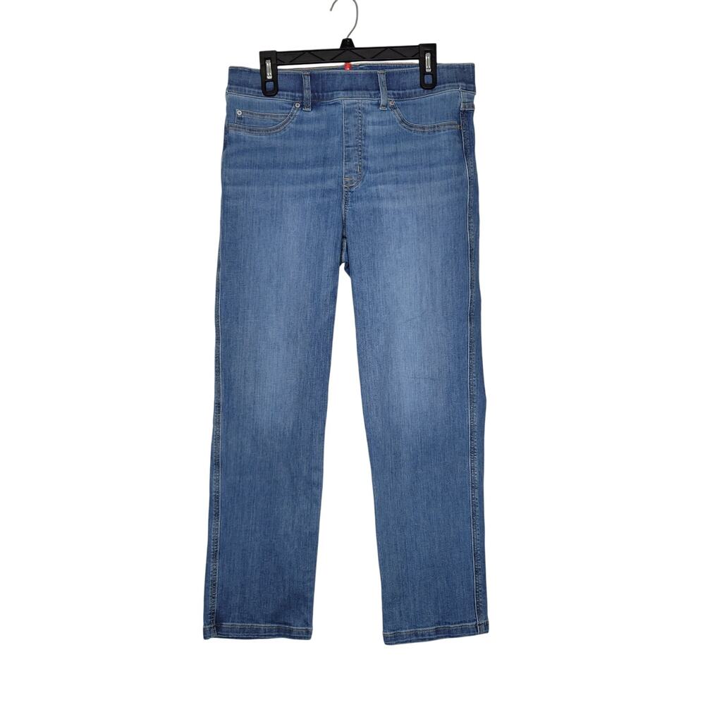Spanx Jeans Womens XL Blue Straight Leg Pull On Stretch Comfort Slimming Denim